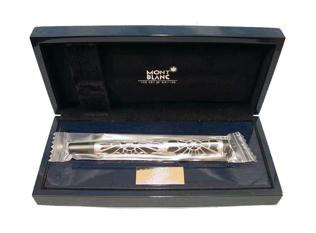 Montblanc-Octavian-3 Montblanc Octavian Patron of Art Hommage Limited Edition No. 1675/4810, Sterling Silver Spider & Web Fountain Pen, New Old Stock, 1993